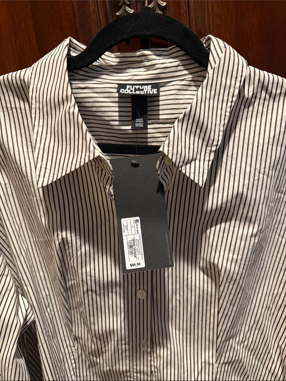 Future collective new with tags brown white stripe 
Barrel like sleeve new tags